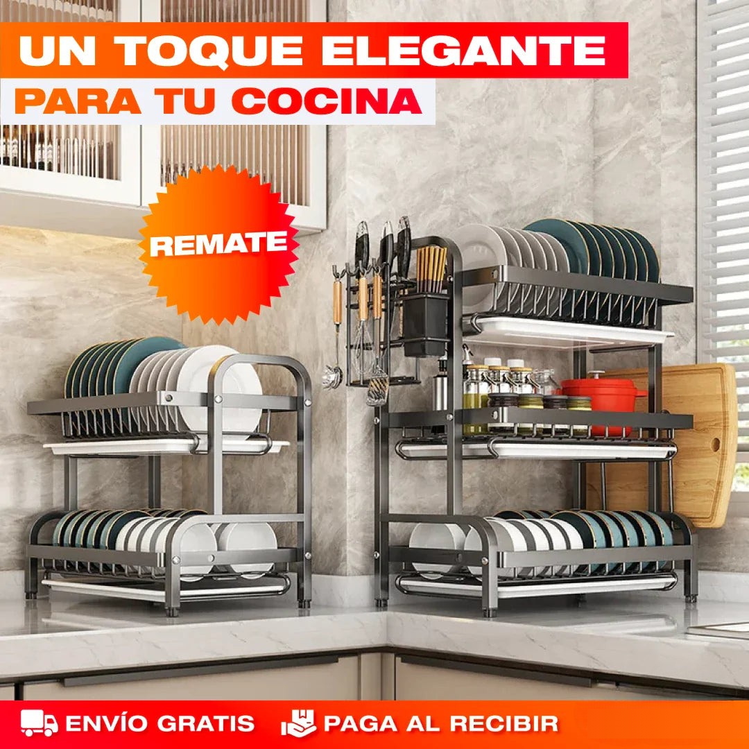Organizador de Platos y Utensilios 3 Niveles – Eficiencia y Elegancia