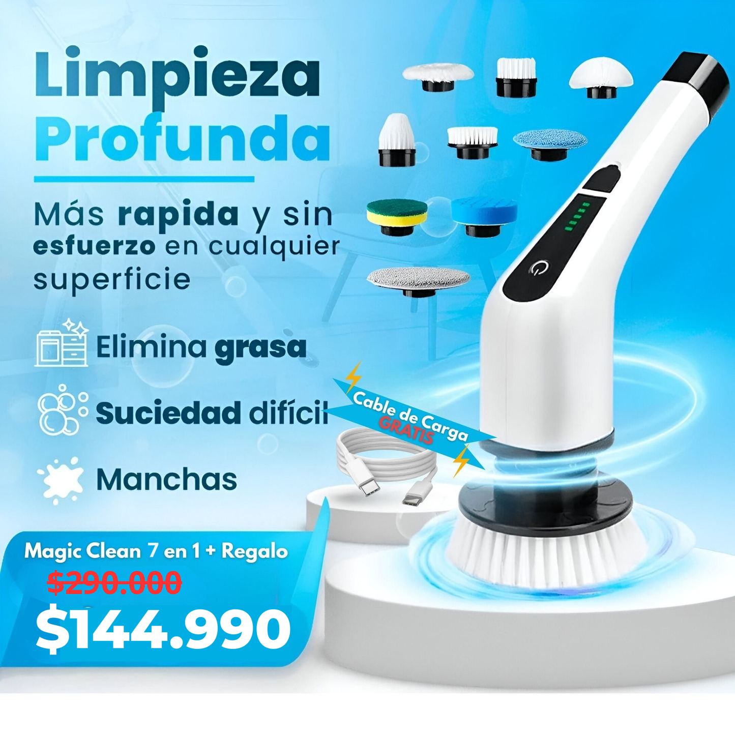 Multiclean™ – Limpieza Total 7 en 1: Pisos, Cristal, Esquinas y Muebles