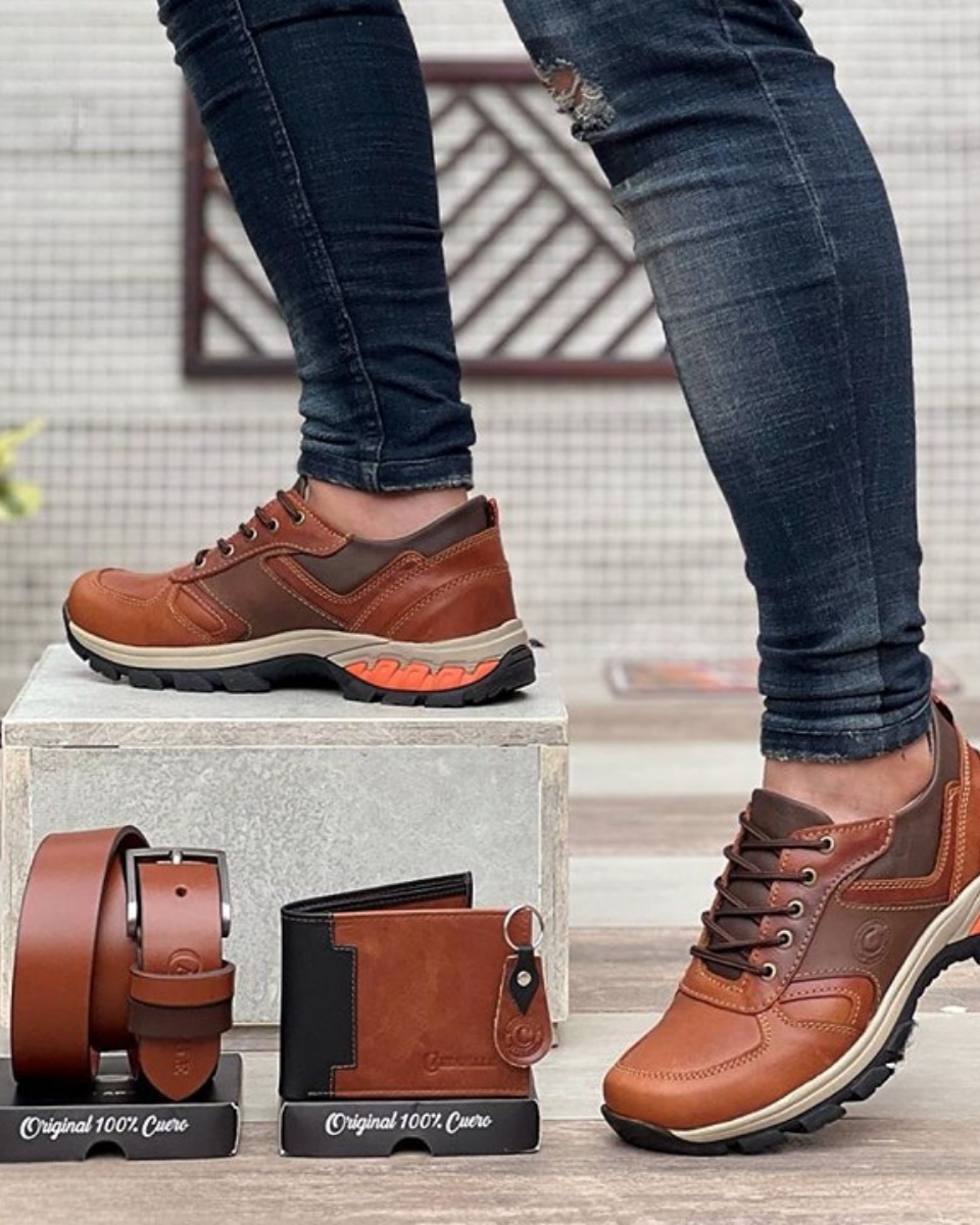 Cuerozen™ Combo Rustico Caballero (Zapatos + Cinturón + Billetera) - [PROMOCIÓN DISPONIBLE SOLO HOY]