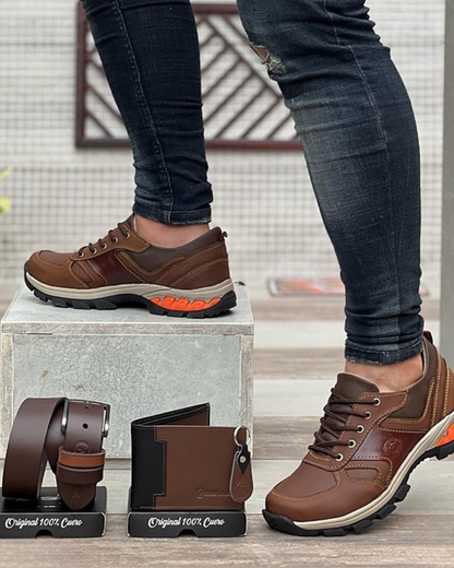 Cuerozen™ Combo Rustico Caballero (Zapatos + Cinturón + Billetera) - [PROMOCIÓN DISPONIBLE SOLO HOY]