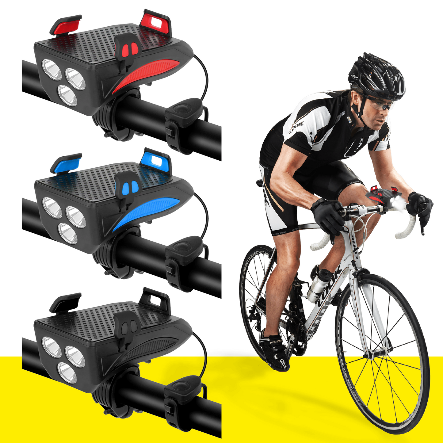 BiciOn™ 🚴‍♂️✨ Linterna de Bicicleta 4 en 1: Ilumina, Alerta, Sostén y Carga en Cada Viaje! 📢📱🔋 - [PROMOCIÓN DISPONIBLE SOLO HOY]