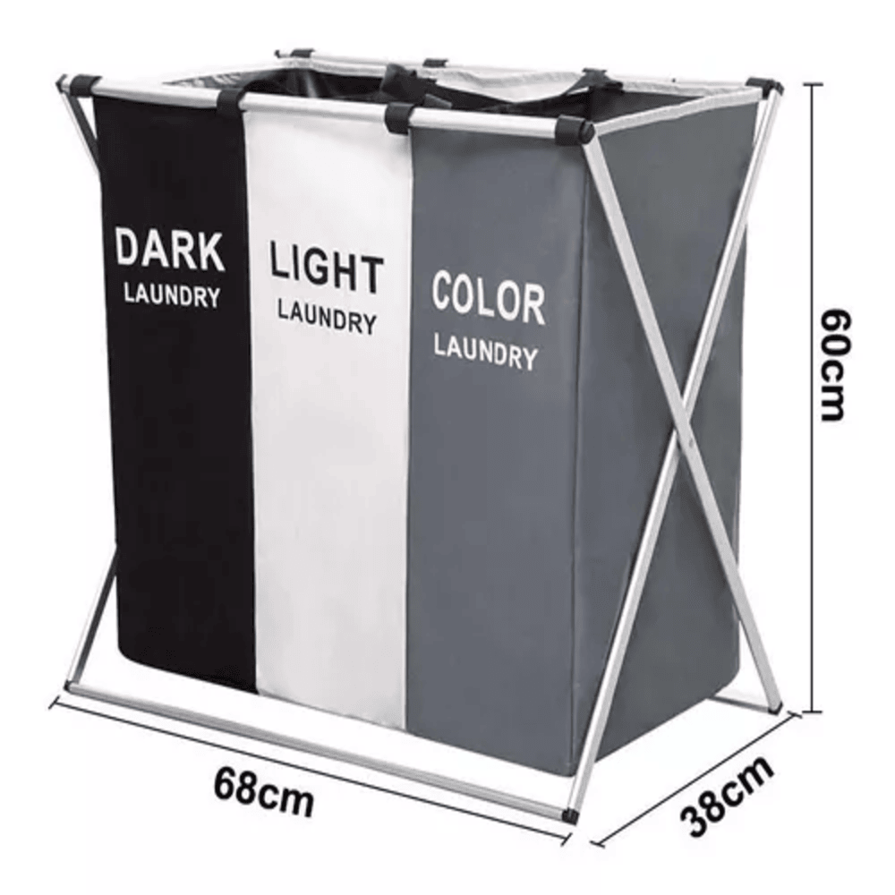 LaundryBox™ – Canasta Plegable con 3 Compartimentos