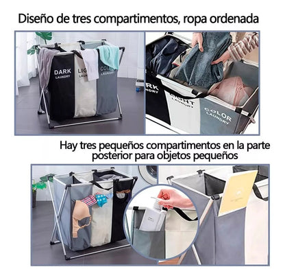 LaundryBox™ – Canasta Plegable con 3 Compartimentos