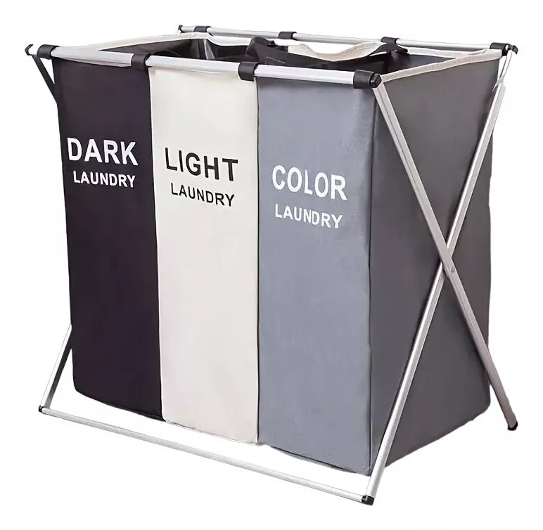LaundryBox™ – Canasta Plegable con 3 Compartimentos