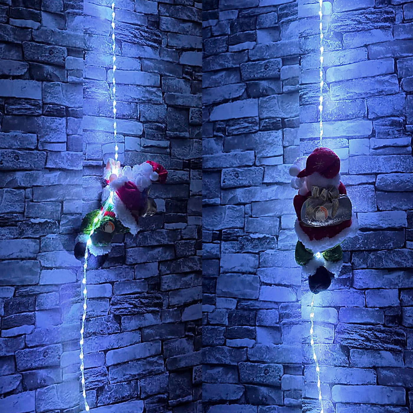 Papá Noel Escalador con Luces LED Multicolor | Decoración Navideña Original 🎄