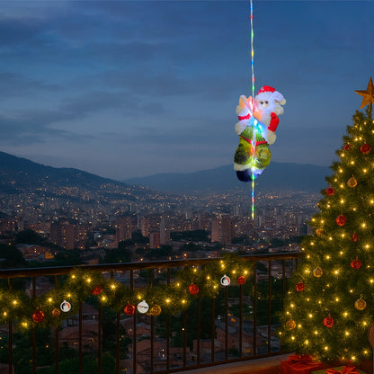 Papá Noel Escalador con Luces LED Multicolor | Decoración Navideña Original 🎄