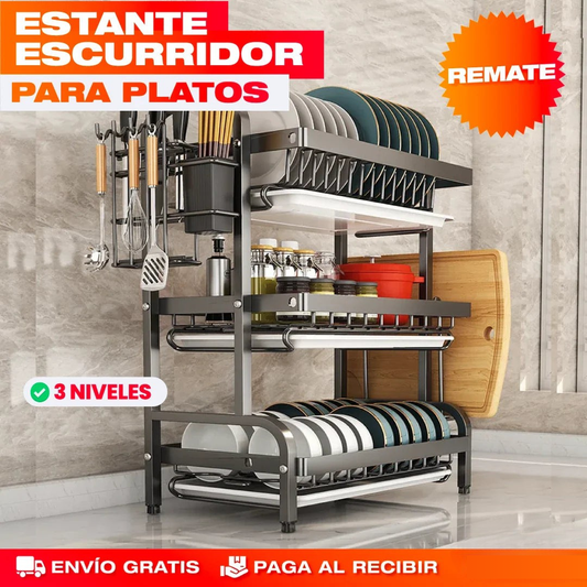 Organizador de Platos y Utensilios 3 Niveles – Eficiencia y Elegancia