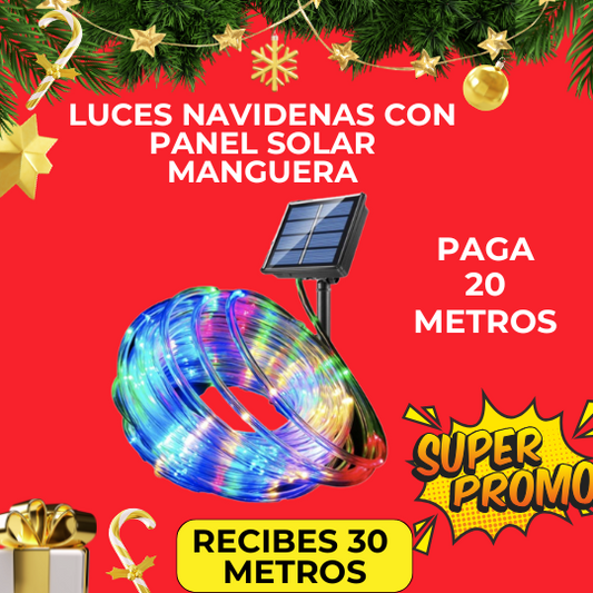 TwinkleMax™LUCES NAVIDEÑAS CON PANEL SOLAR MANGUERA (PAGUE 20 MTS LLEVE 30 MTS) - [PROMOCIÓN DISPONIBLE SOLO HOY]