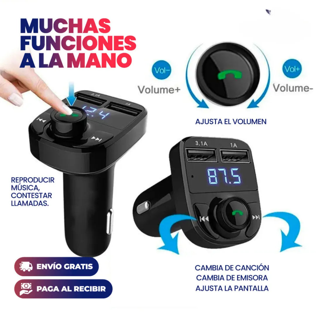 BlueCharge™ TRANSMISOR BLUETOOTH CON CARGA RÁPIDA PARA COCHE - [PROMOCIÓN DISPONIBLE SOLO HOY]