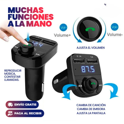 BlueCharge™ TRANSMISOR BLUETOOTH CON CARGA RÁPIDA PARA COCHE - [PROMOCIÓN DISPONIBLE SOLO HOY]