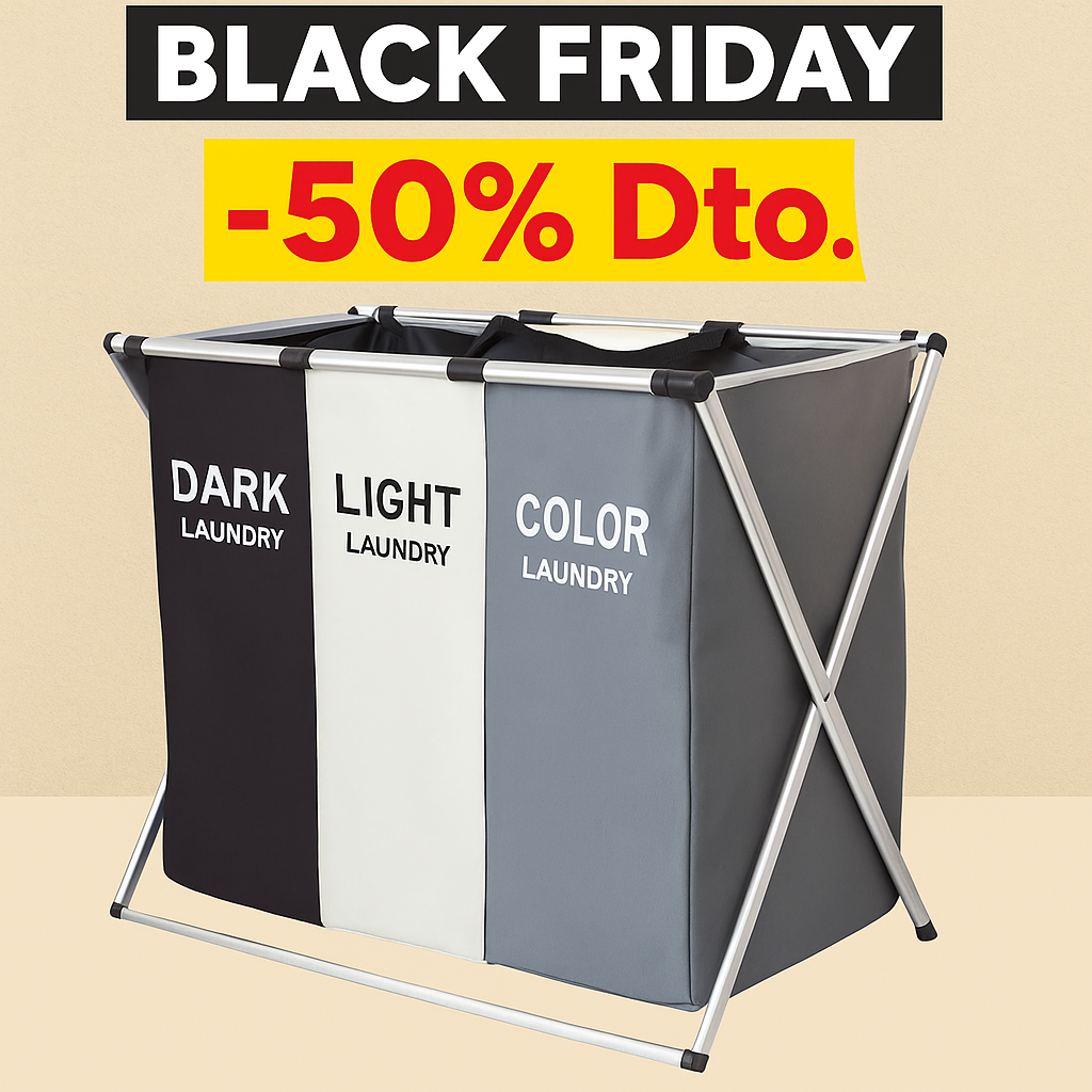 LaundryBox™ – Canasta Plegable con 3 Compartimentos