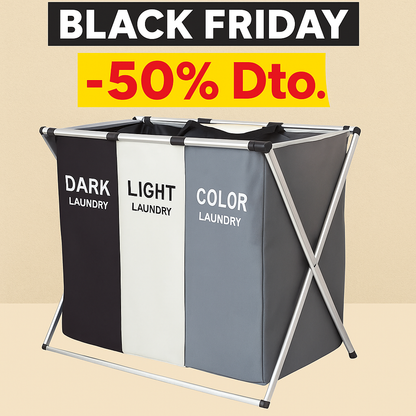 LaundryBox™ – Canasta Plegable con 3 Compartimentos