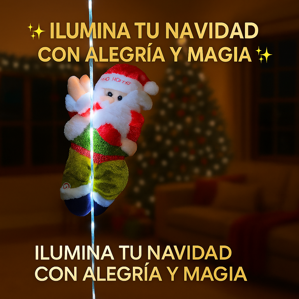 Papá Noel Escalador con Luces LED Multicolor | Decoración Navideña Original 🎄