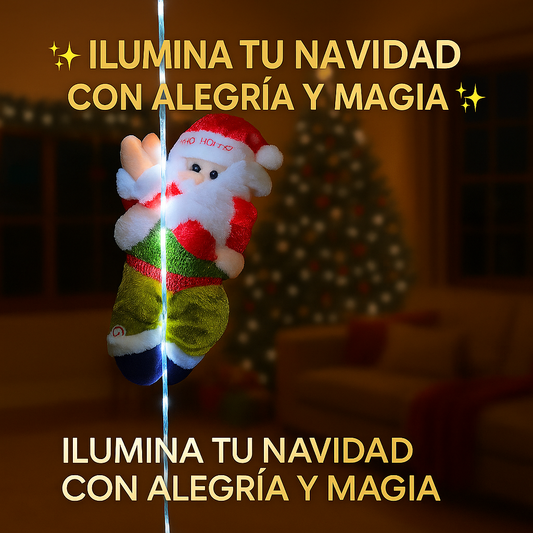 Papá Noel Escalador con Luces LED Multicolor | Decoración Navideña Original 🎄