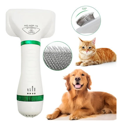 FluffyPro™ - Cepillo Secador 2 en 1 Premium – Pelaje Suave, Secado Rápido