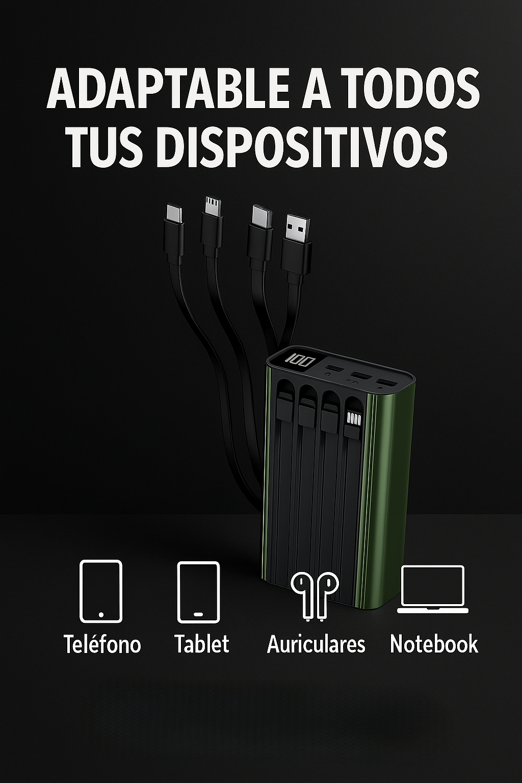 PowerBank Pro 5 en 1™ – Potencia Inteligente para Todos tus Dispositivos