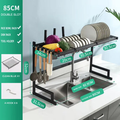 OrdenaPro™ Escurridor y Organizador de Platos 85 CM en Acero Inoxidable - [PROMOCIÓN DISPONIBLE SOLO HOY]