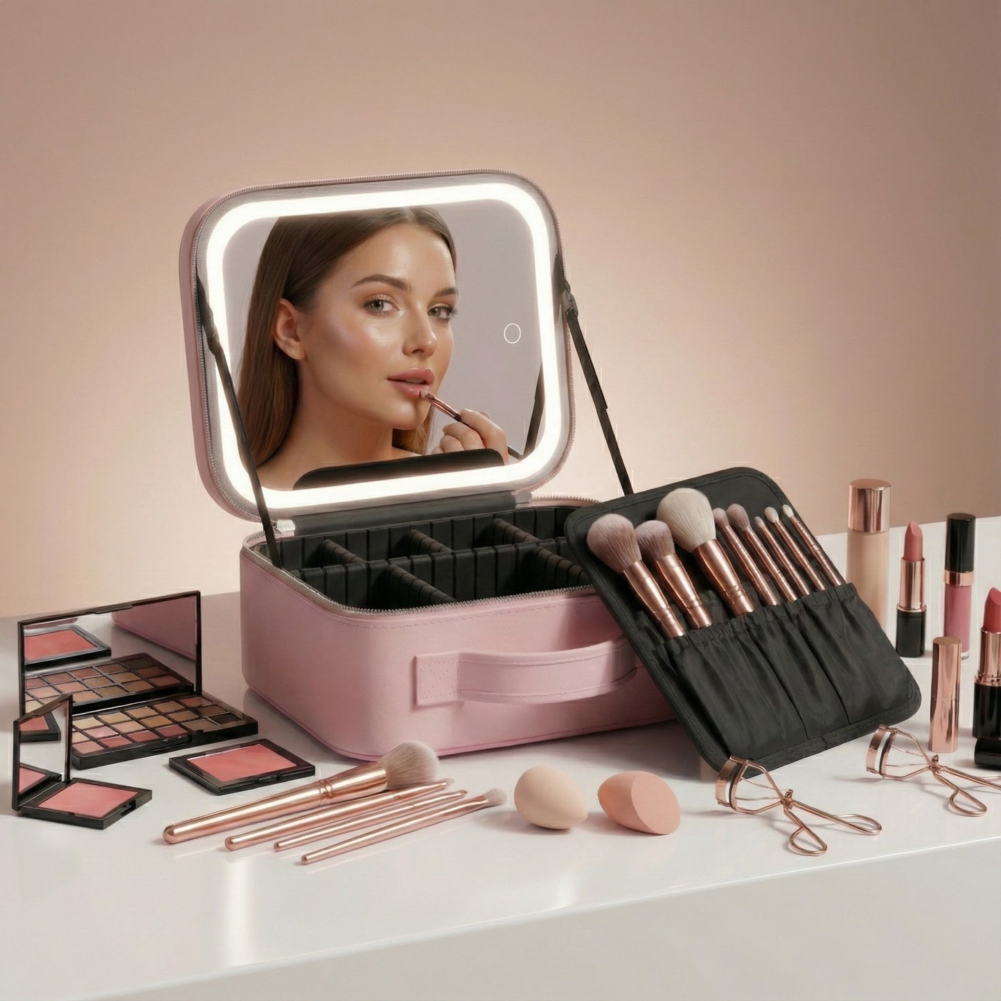 GlowMirror™ – Estuche de Maquillaje con Luz LED
