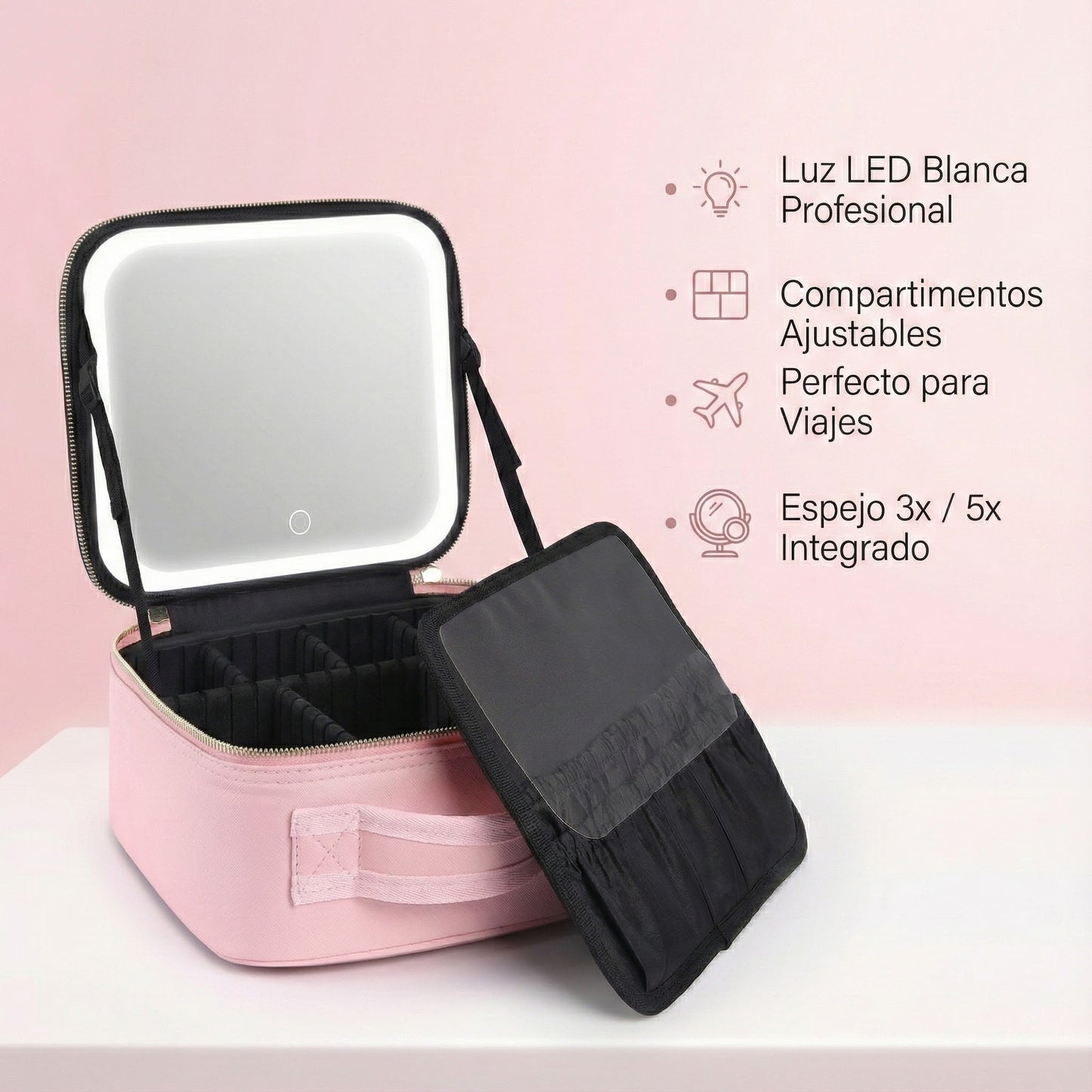 GlowMirror™ – Estuche de Maquillaje con Luz LED