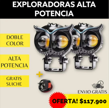 DualPower Led™ Par Exploradoras Turbo Led Búho Doble Color ALTA POTENCIA Moto / Carro 🚨 - [PROMOCIÓN DISPONIBLE SOLO HOY]