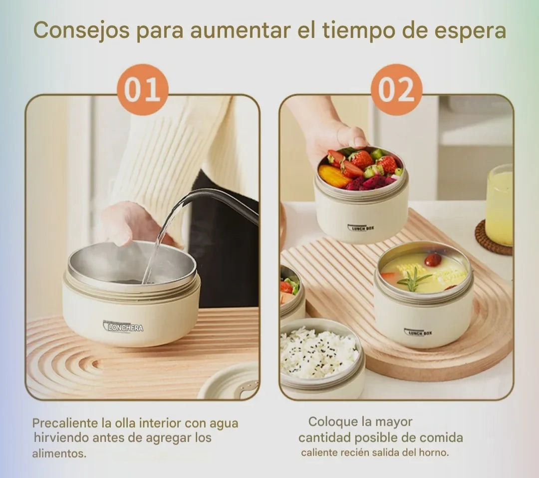 🍱 X4 Portacomidas Térmico y Moderno + 🎁 Ebook Saludable Gratis