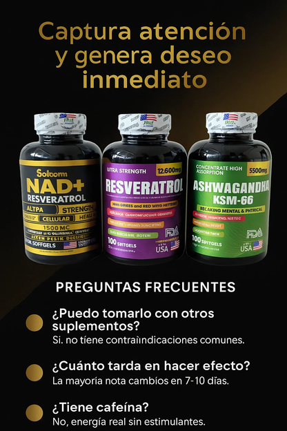 COMBO Nad + Ashwagandha + Resveratrol