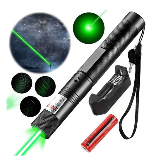 LumiX™- Laser Verde UltraLight Recargável – Potente, 6 Modos, Alcance 10km+