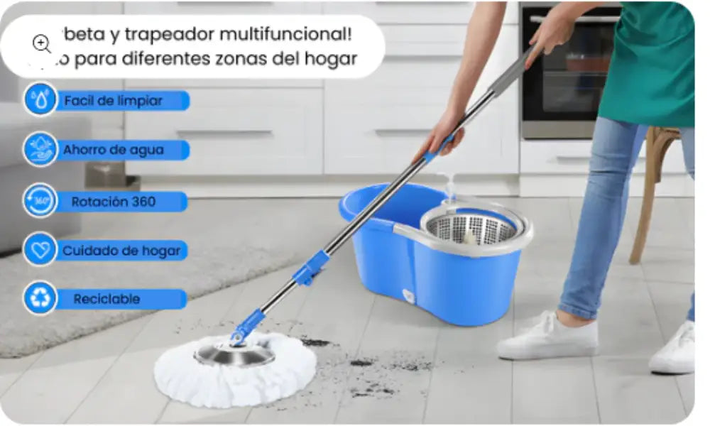 PowerMaid™ - Trapero Giratorio Magico Con Balde 360° -  [PROMOCIÓN DISPONIBLE SOLO HOY]
