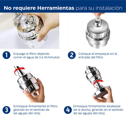 BioShower™ + Elimina cloro y metales pesados